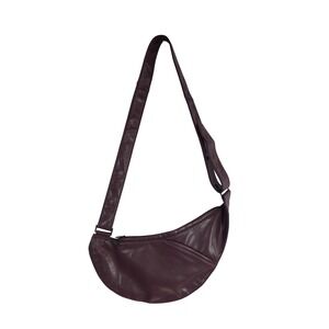 Sash Half Bag Plum Burgundy Faux Leather Crescent Sling Crossbody Scarab Boho